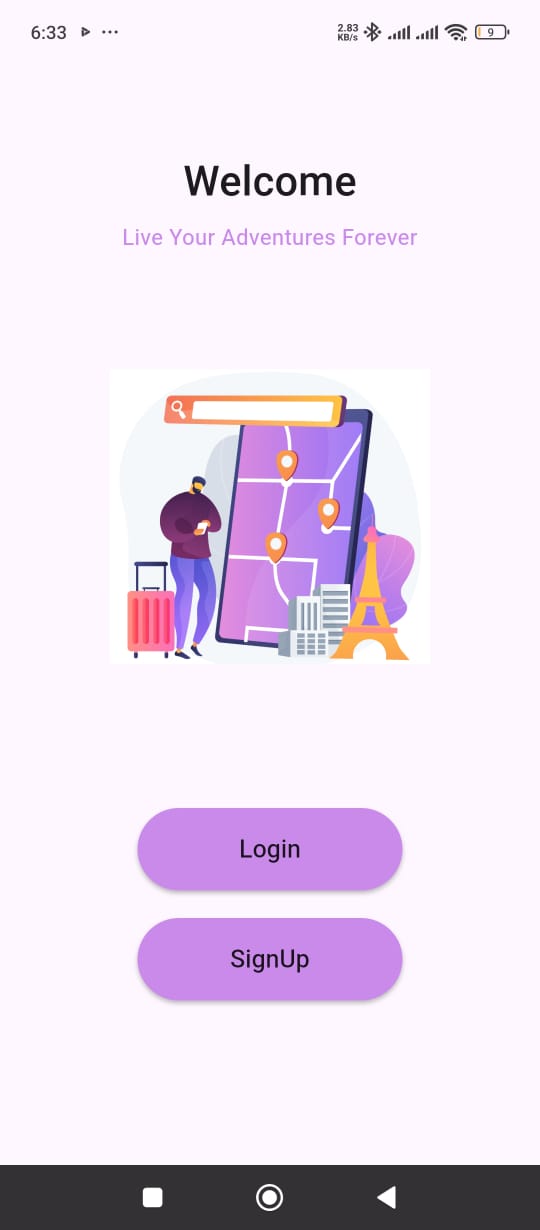 Travel Log welcome screen
